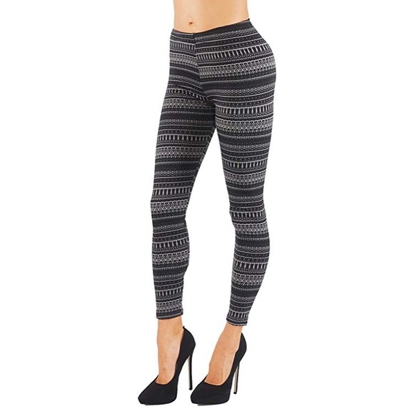 | Mid Waist Fleece Lined Leggings Warm Sof - Picture 2 of 3